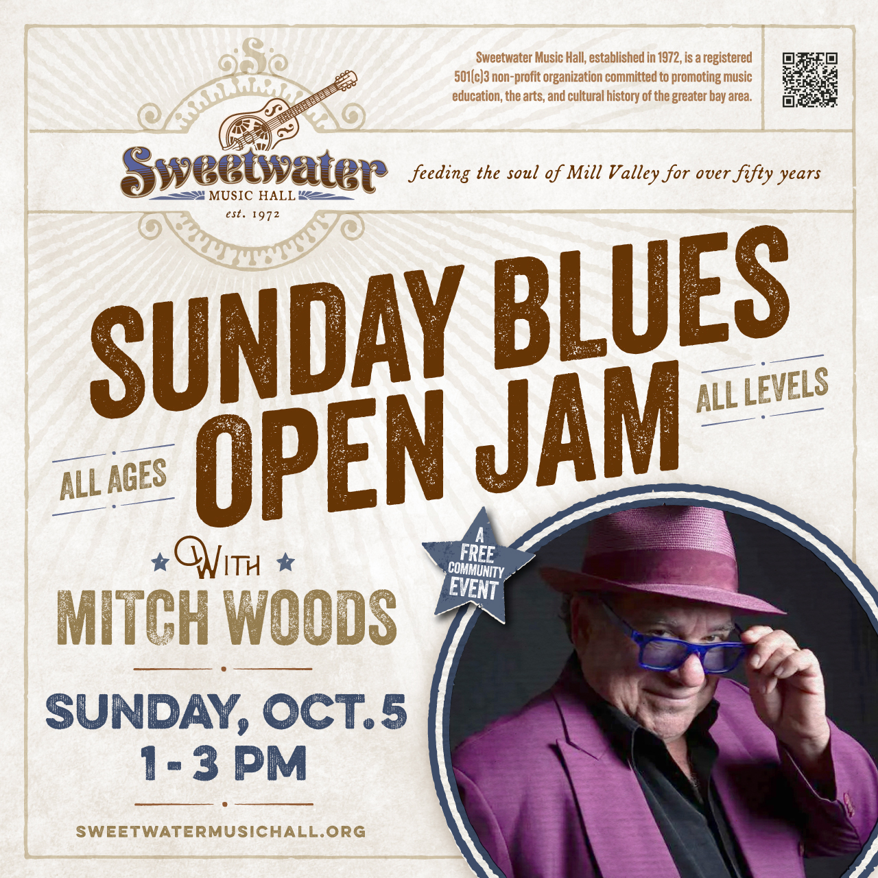 Sunday Blues Open Jam Hosted by Mitch Woods