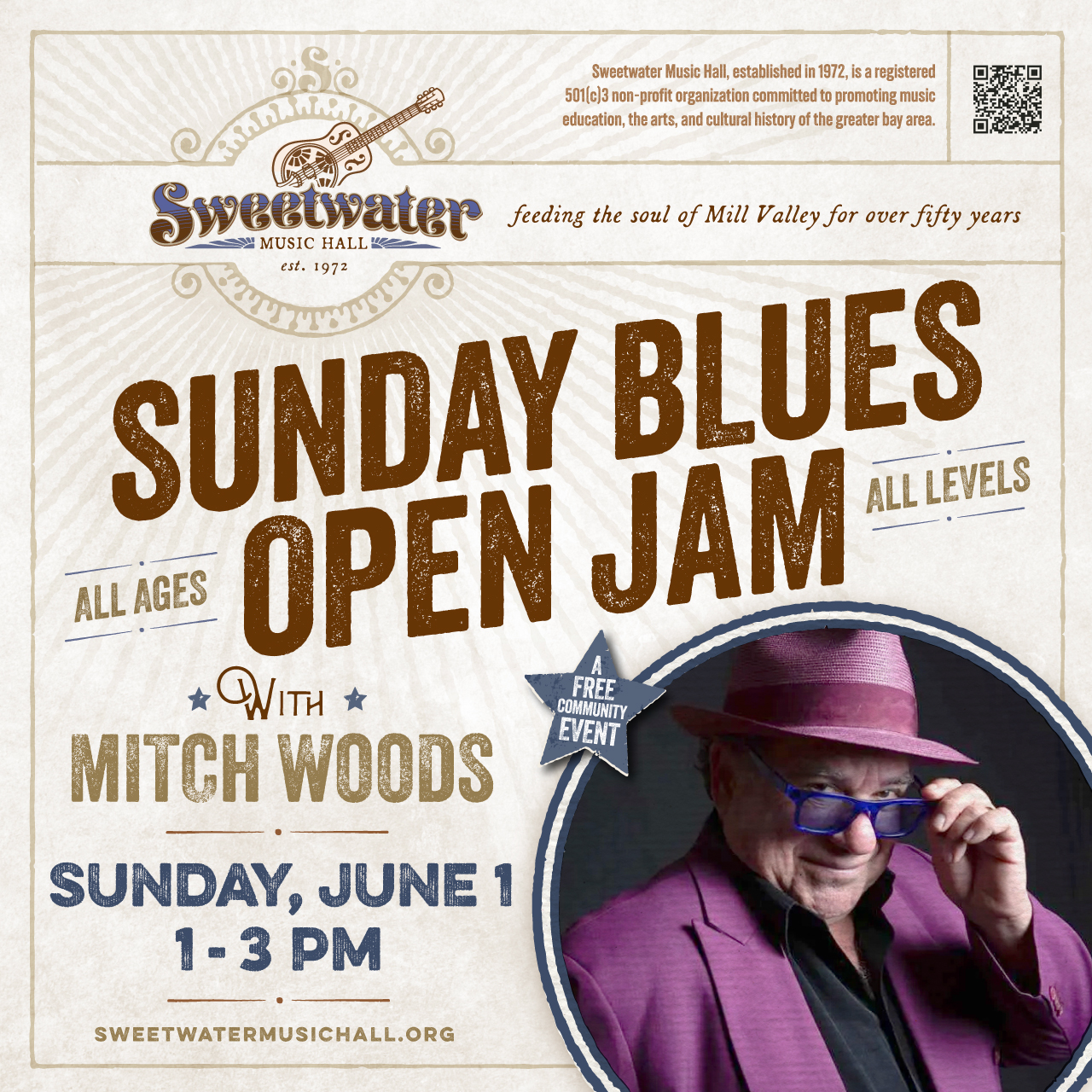 Sunday Blues Open Jam Hosted by Mitch Woods