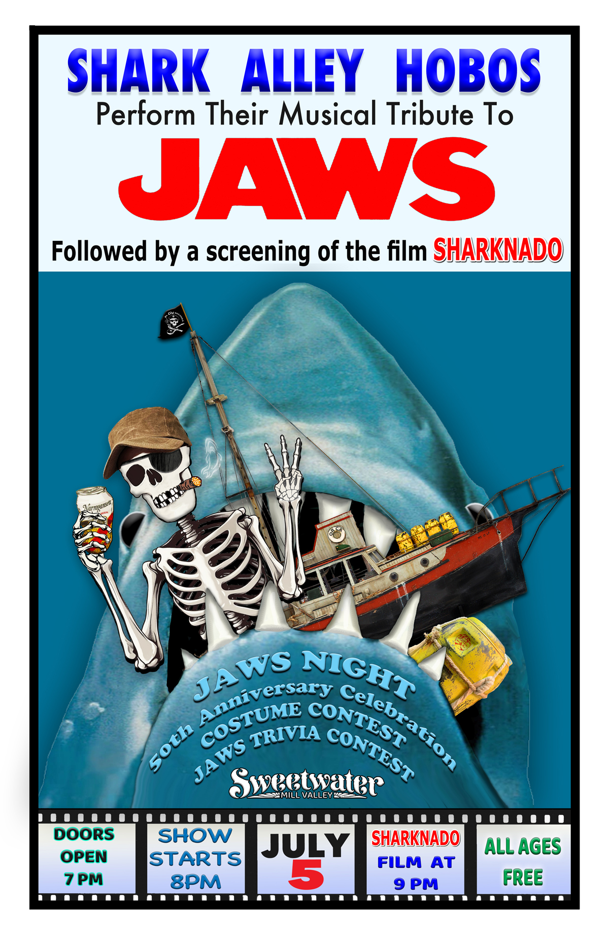 Free show! Shark Alley Hobos perform their musical tribute to JAWS plus Sharknado film screening