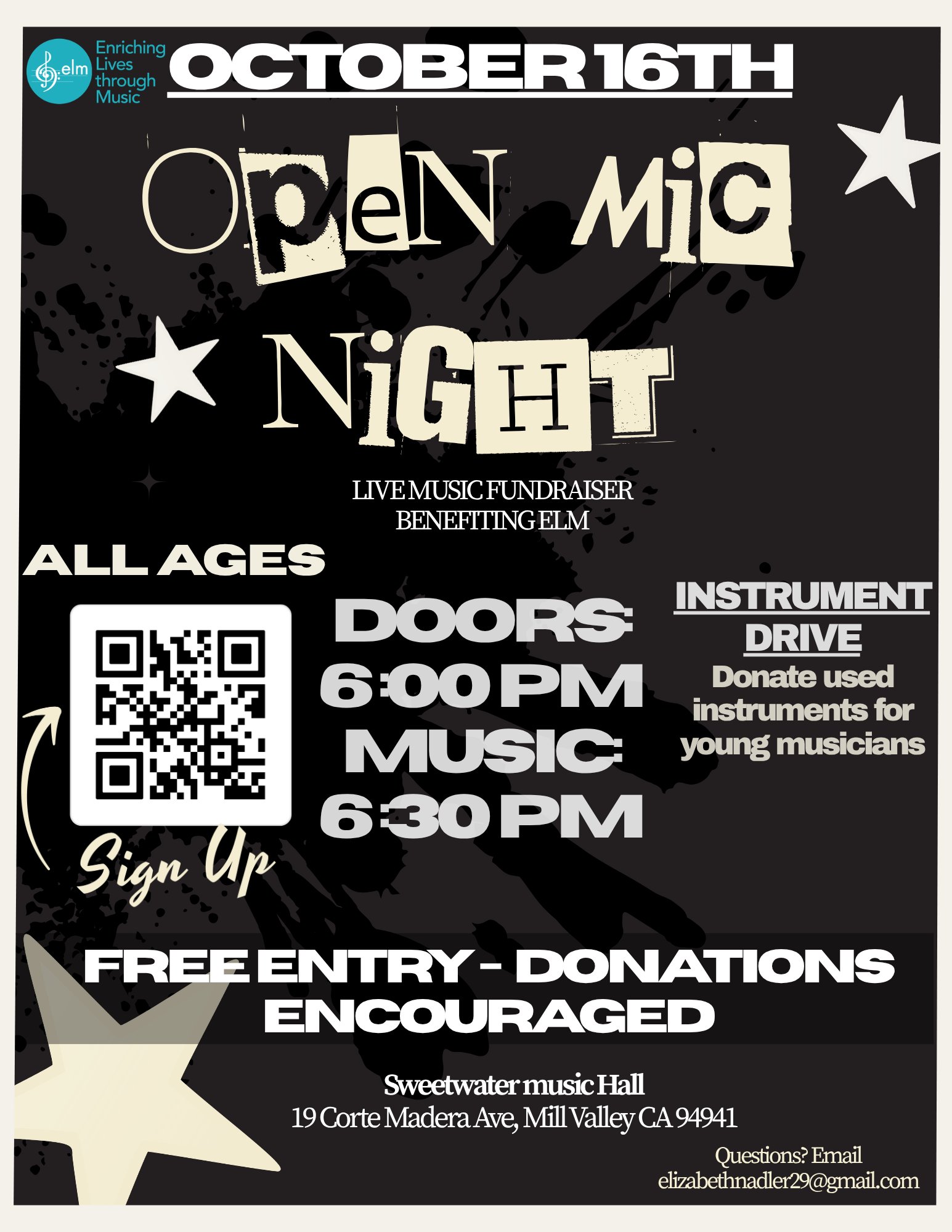 Tam High Open Mic Fundraiser for ELM